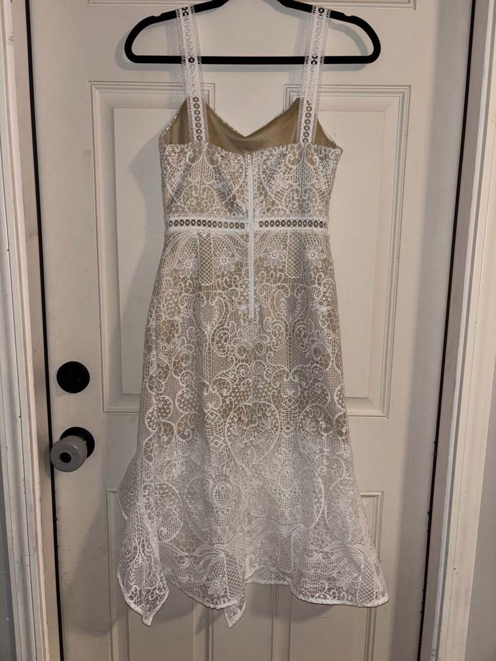 Velvi White Lace High-Low Ruffle Midi Dress Size 4 - Picture 6 of 6